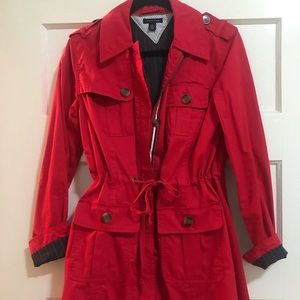 Red Trench Coat Fall Winter Rain